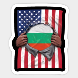 Bulgaria Flag American Flag Ripped - Gift for Bulgarian From Bulgaria Sticker